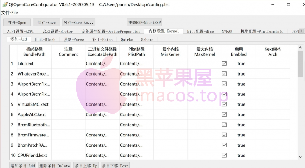 windows端的OC  config文件编辑器QtOpenCoreConfig-Mac/win